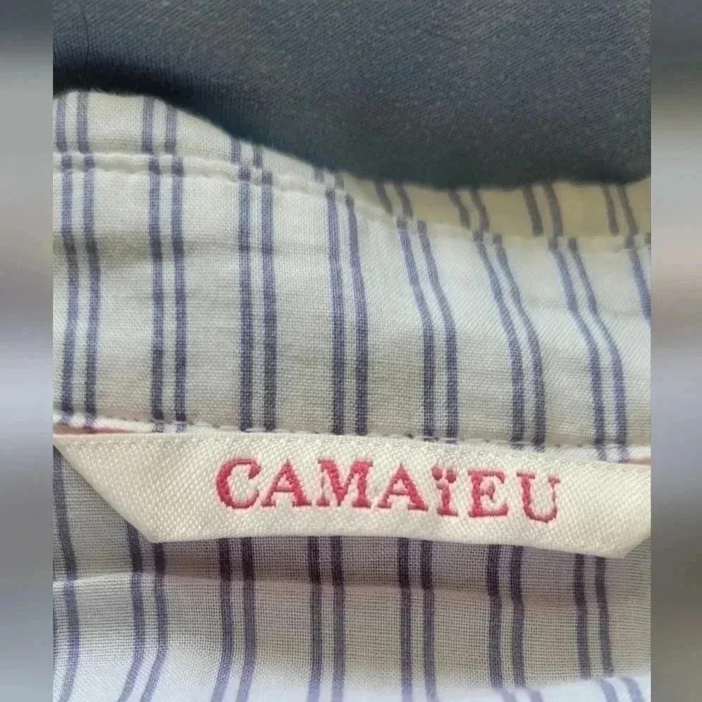 Camaieu Button Down shirt, blue and white striped womens size XS - Picture 6 of 7